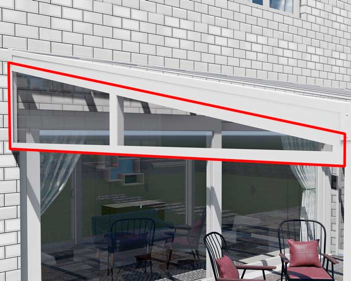 Terrassen&uuml;berdachung Seitenkeil mit 8 mm VSG-Glas