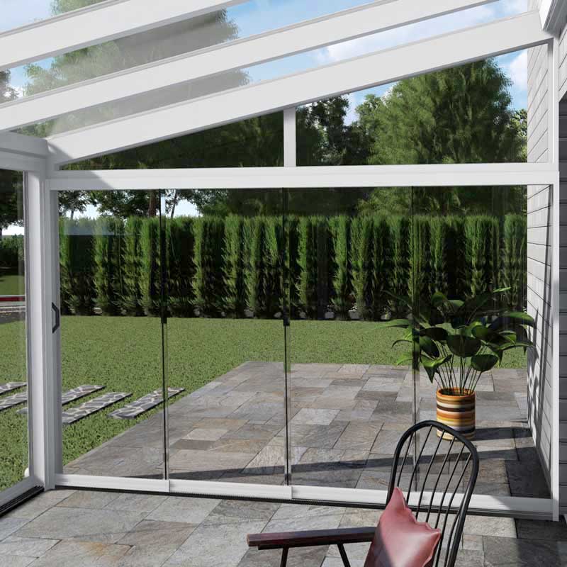 Kalt-Wintergarten Seitenteil Glas-Schiebe-System mit 10mm ESG Glas Kalt-Wintergarten Seitenteil Glas-Schiebe-System mit 10mm ESG Glas