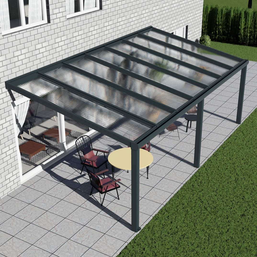 Alu Terrassenüberdachung, Weiß in 7x4m | 7x3,5m von Seite rechts