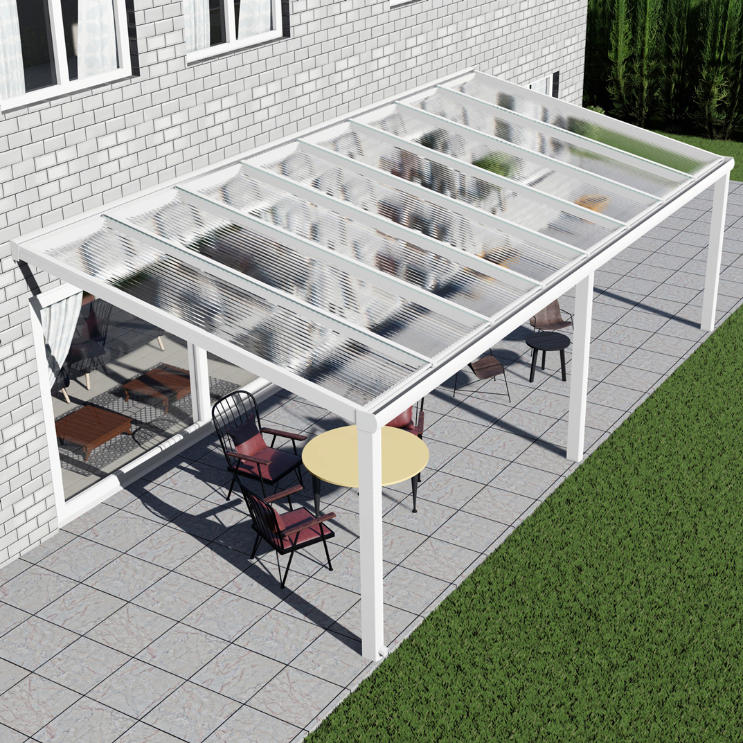 Alu Terrassenüberdachung, Weiß in 8x3m | 8x2,5m von Seite rechts